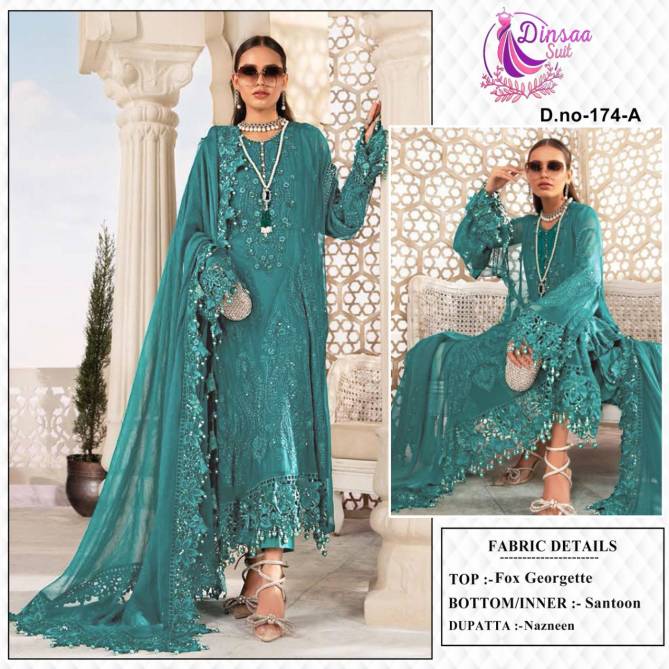 Dinsaa 174 Festive Wear Wholesale Pakistani Suit Catalog